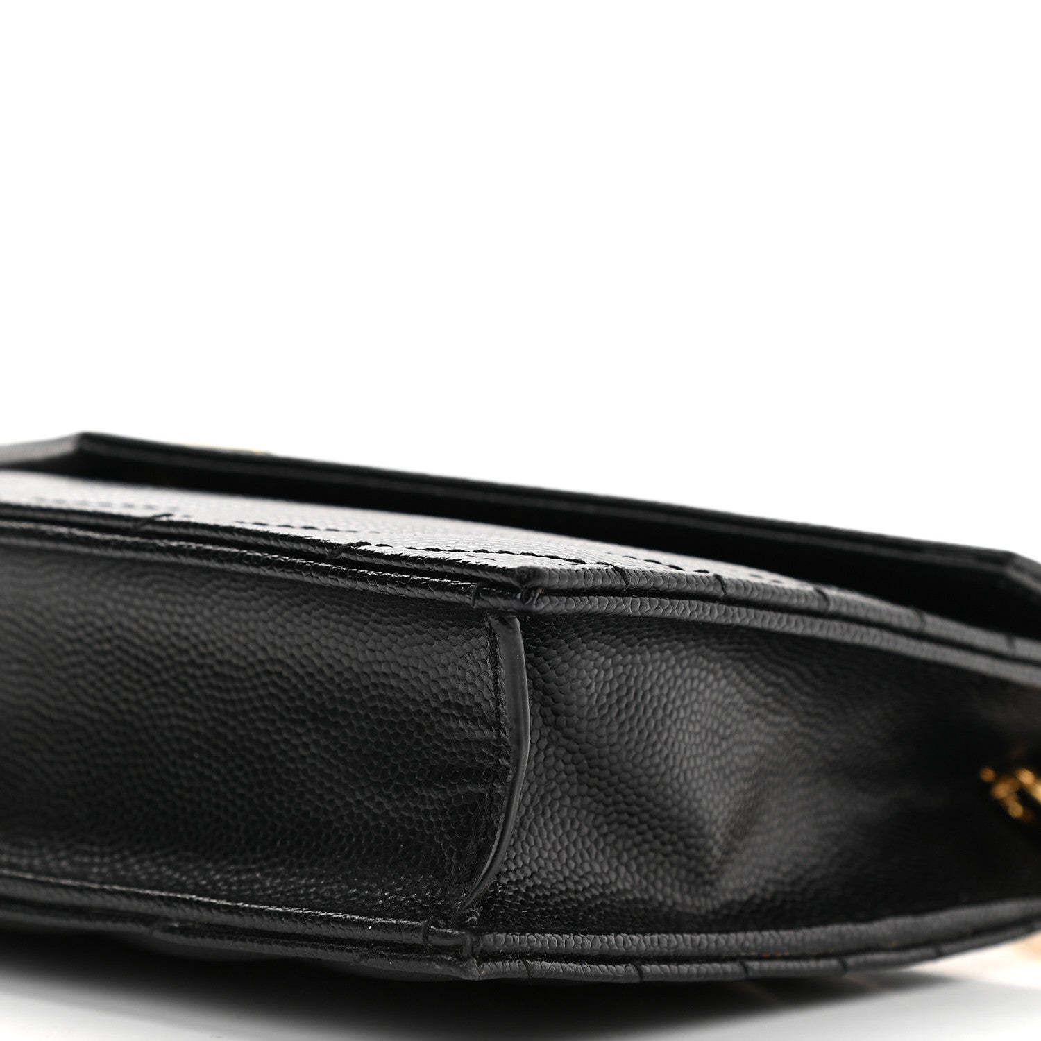 Saint Laurent Grain De Poudre Matelasse Chevron Monogram Envelope Chain Wallet Black 10 of 10