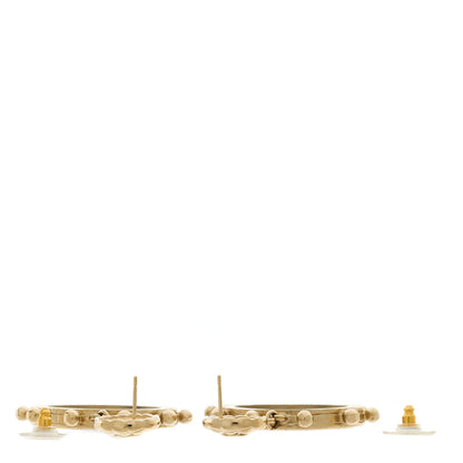 Chanel Resin CC Disc Drop Earrings Blue Gold 3 of 5