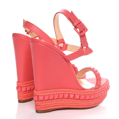 Christian Louboutin Calfskin Rope Cataclou 140 Wedge Sandals 38 Framboisine 4 of 8