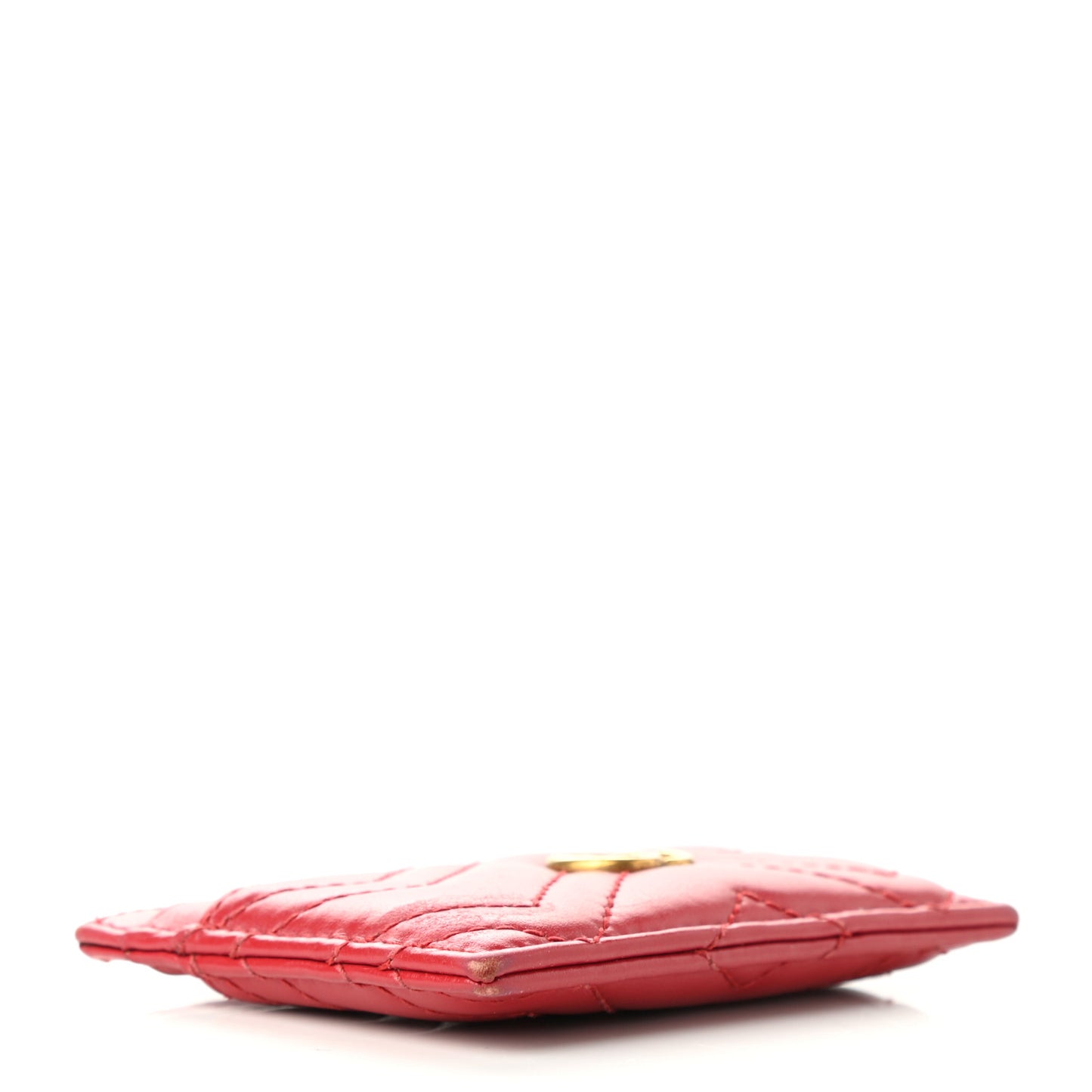 Calfskin Matelasse GG Marmont Card Holder Hibiscus Red