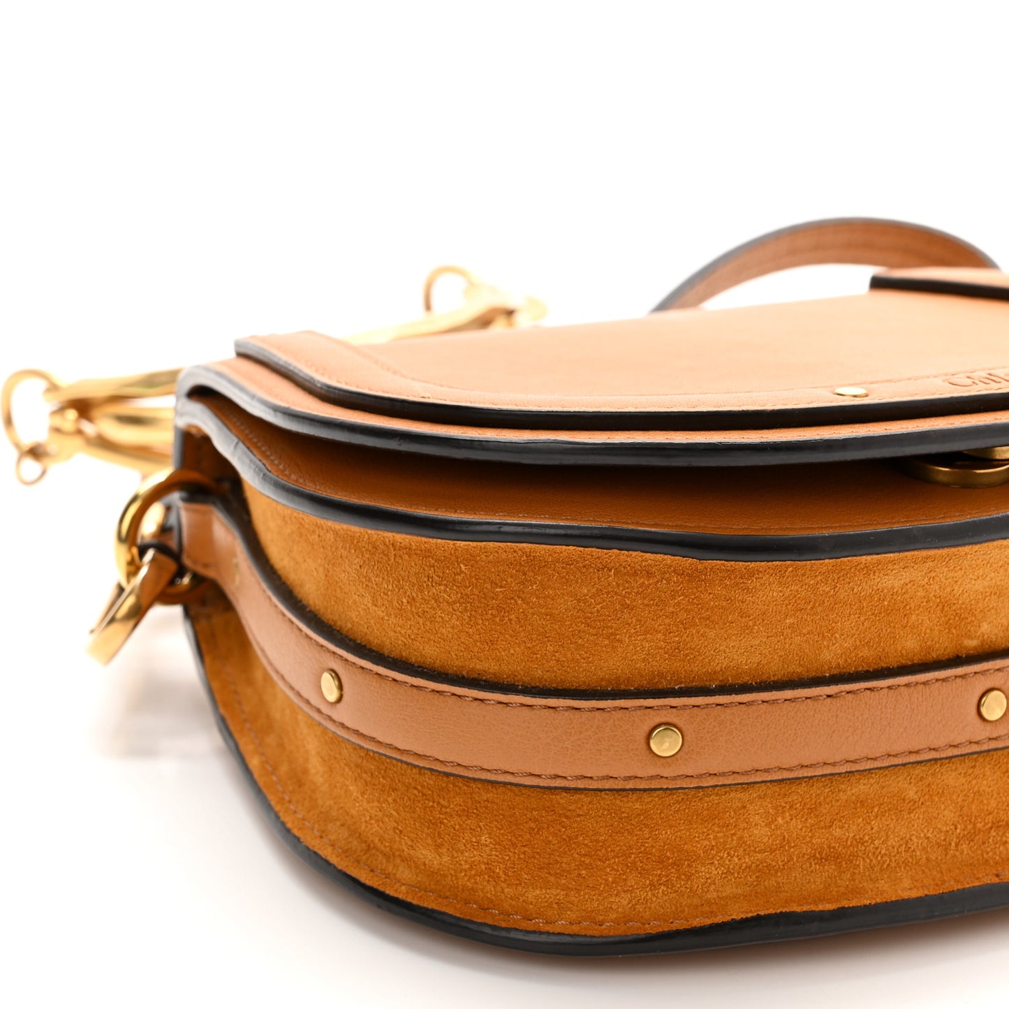 Calfskin Suede Small Nile Bracelet Bag Autumnal Brown