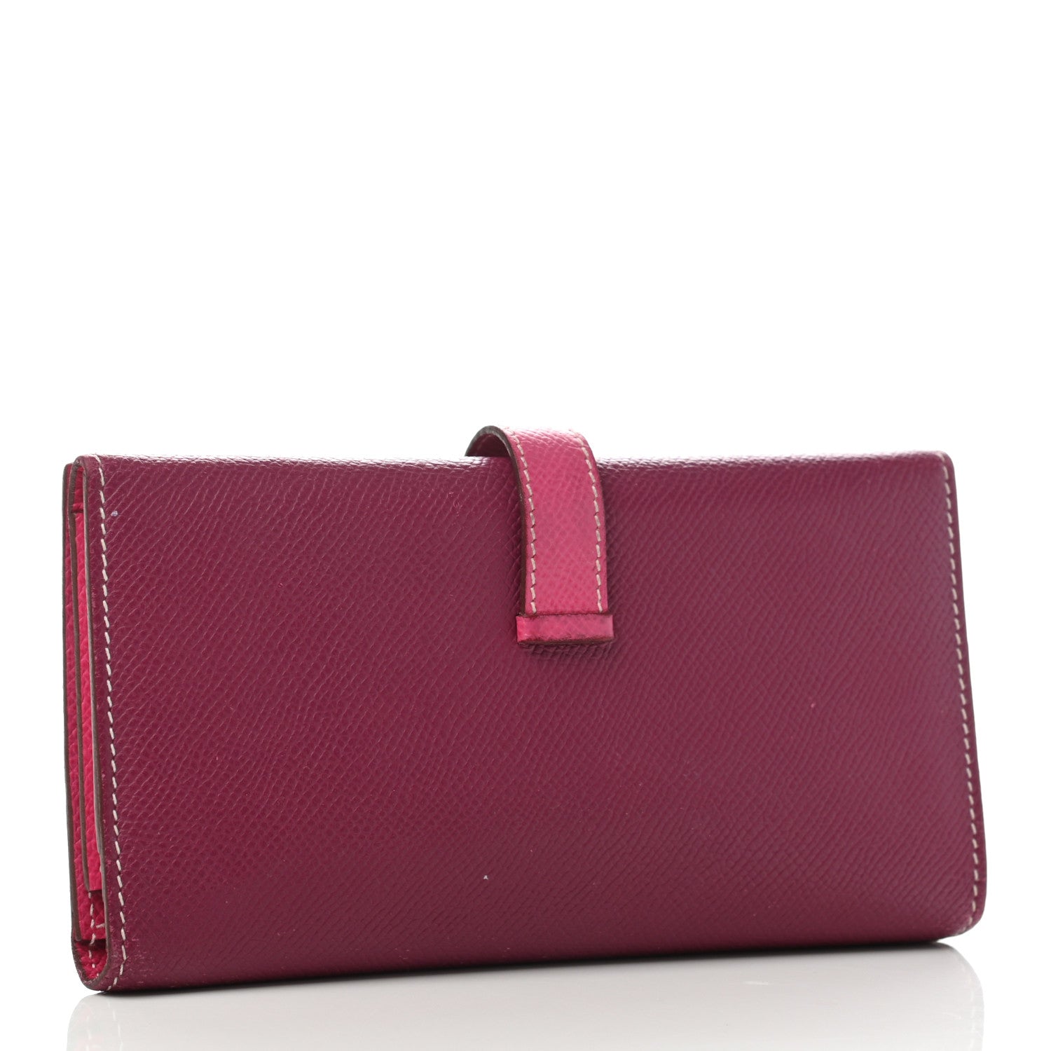 Hermes Epsom Bi-Color Tri-Fold Bearn Wallet Tosca Rose Tyrien 3 of 6