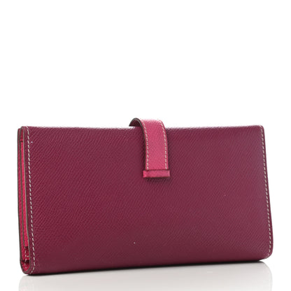 Hermes Epsom Bi-Color Tri-Fold Bearn Wallet Tosca Rose Tyrien 3 of 6