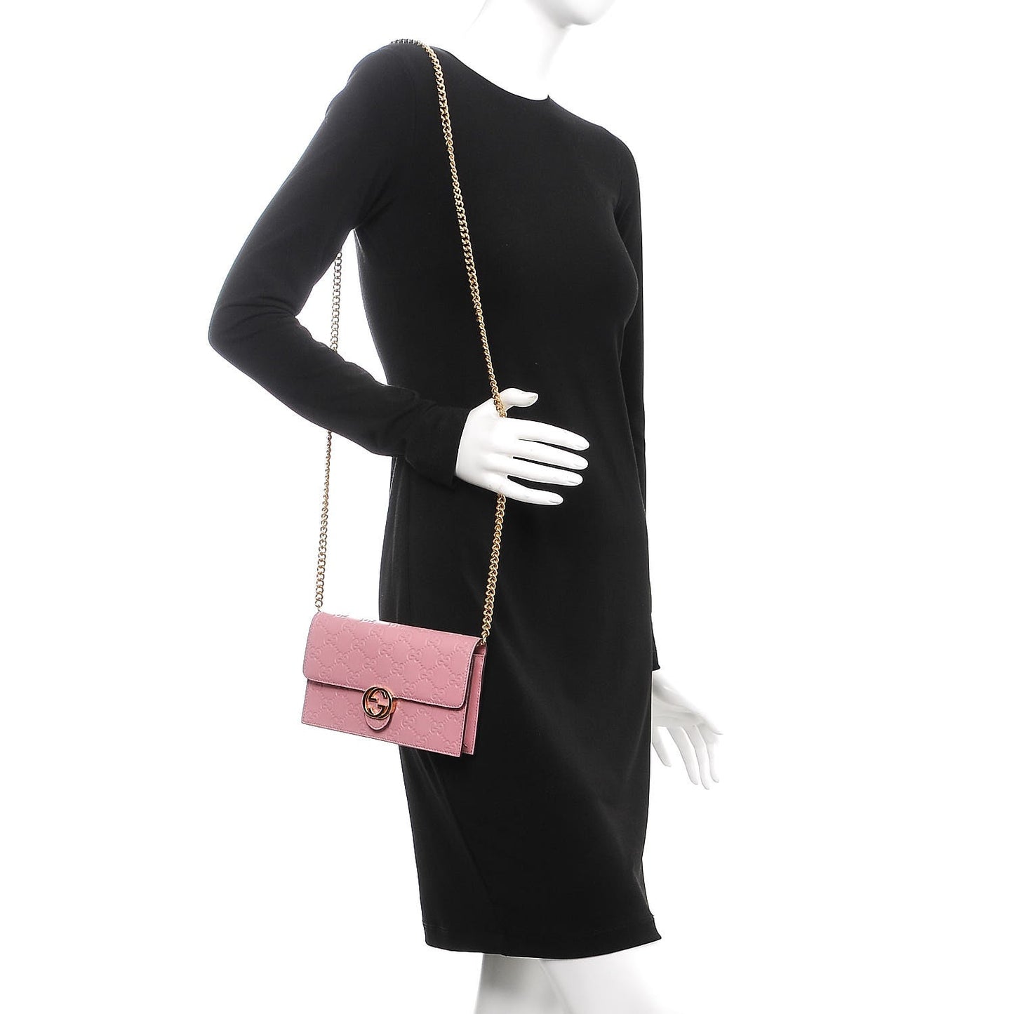 Guccissima Icon Chain Wallet Carmine Rose