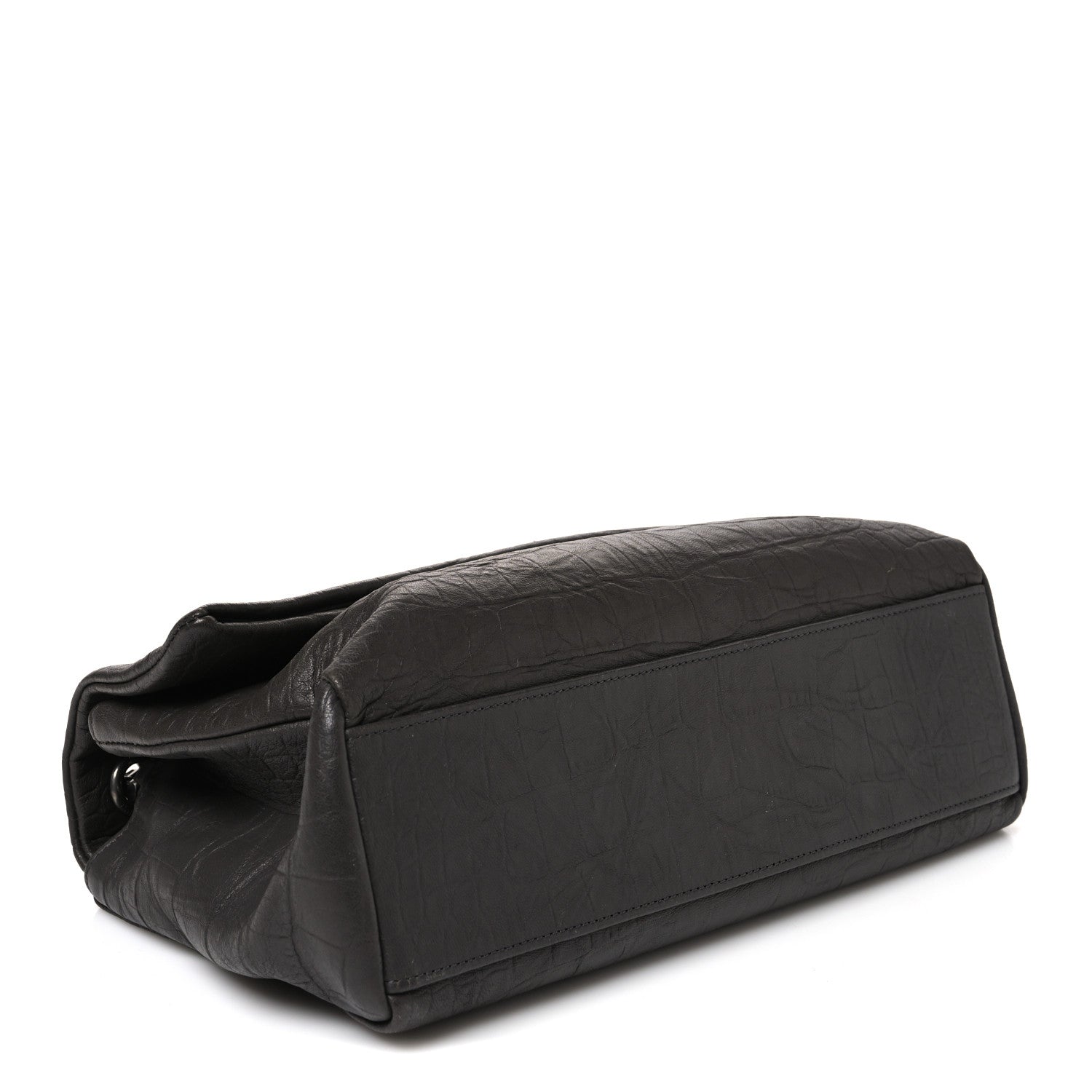 Saint Laurent Calfskin Crocodile Embossed West Hollywood Monogram Fold-Over Dark Brown 3 of 9