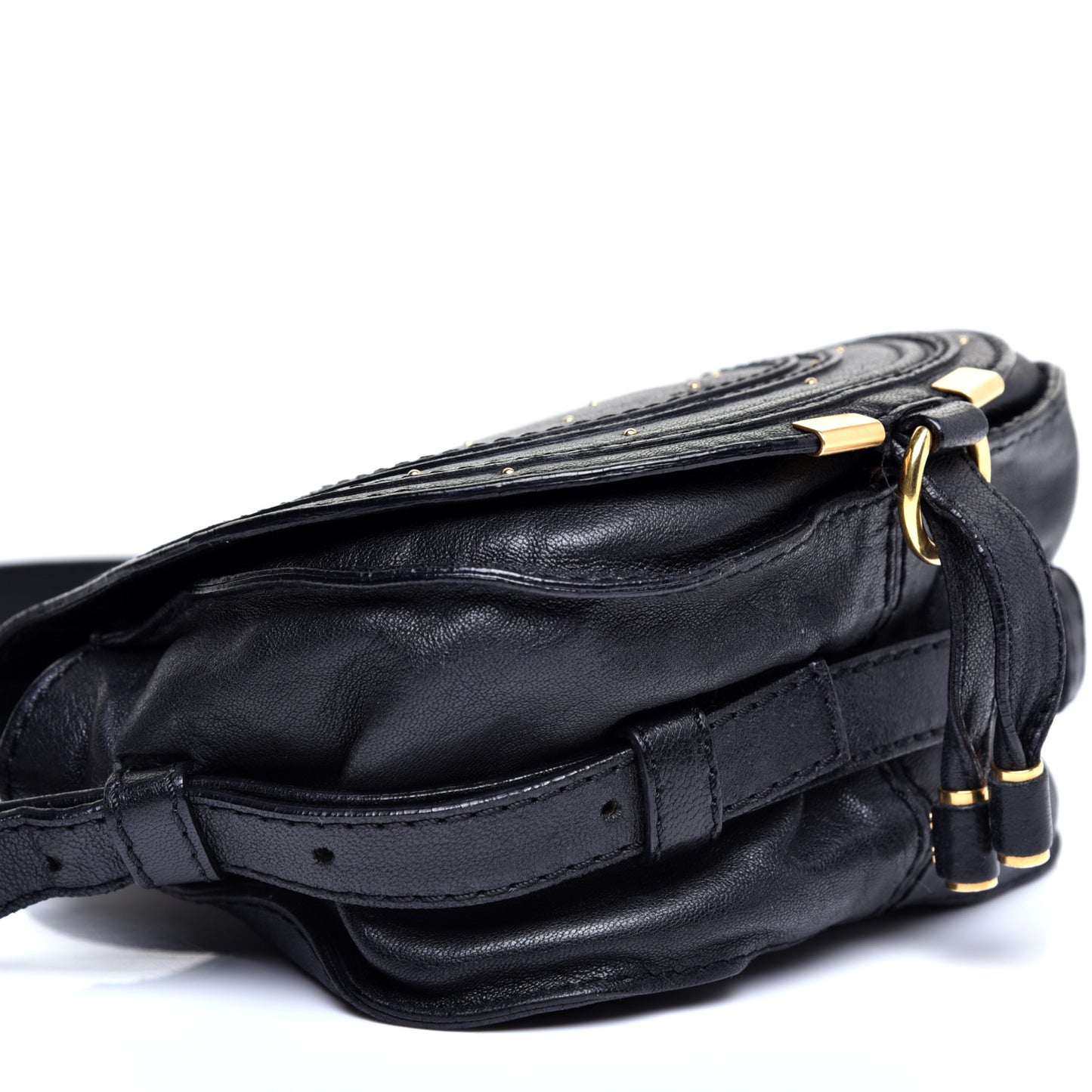 Calfskin Studded Mini Marcie Crossbody Bag Black