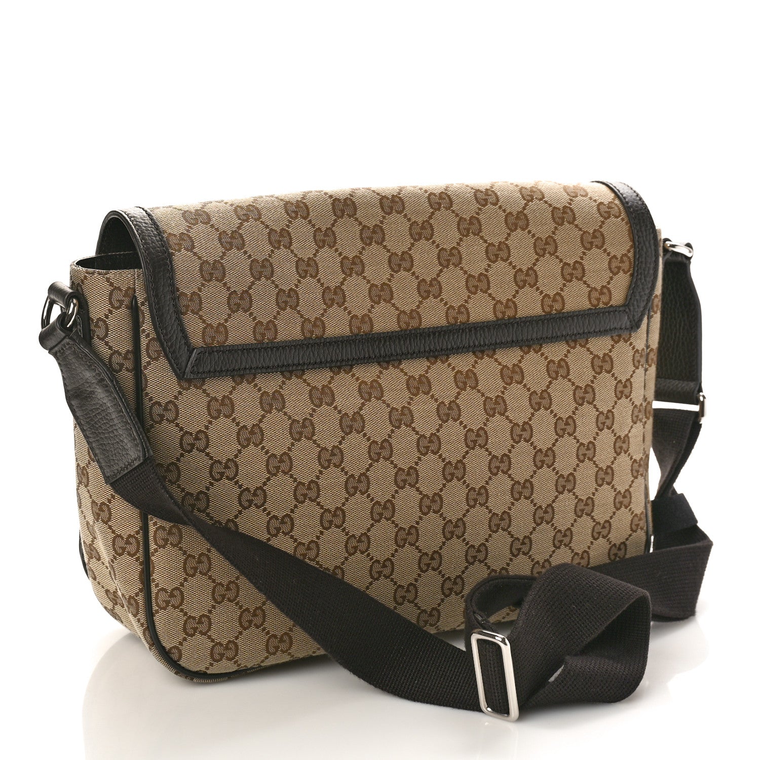 Gucci Monogram Large Flap Messenger Bag Beige Dark Brown 3 of 10