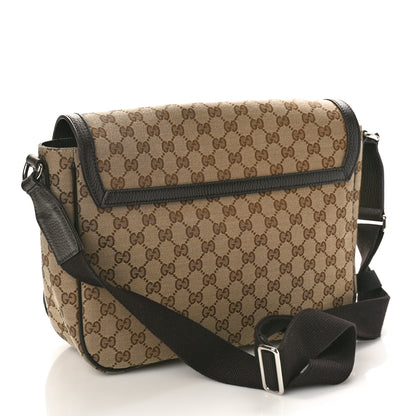 Gucci Monogram Large Flap Messenger Bag Beige Dark Brown 3 of 10