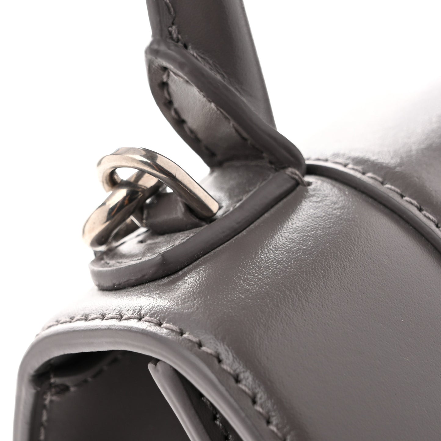 Shiny Box Calfskin Small Hourglass Top Handle Bag Dark Grey