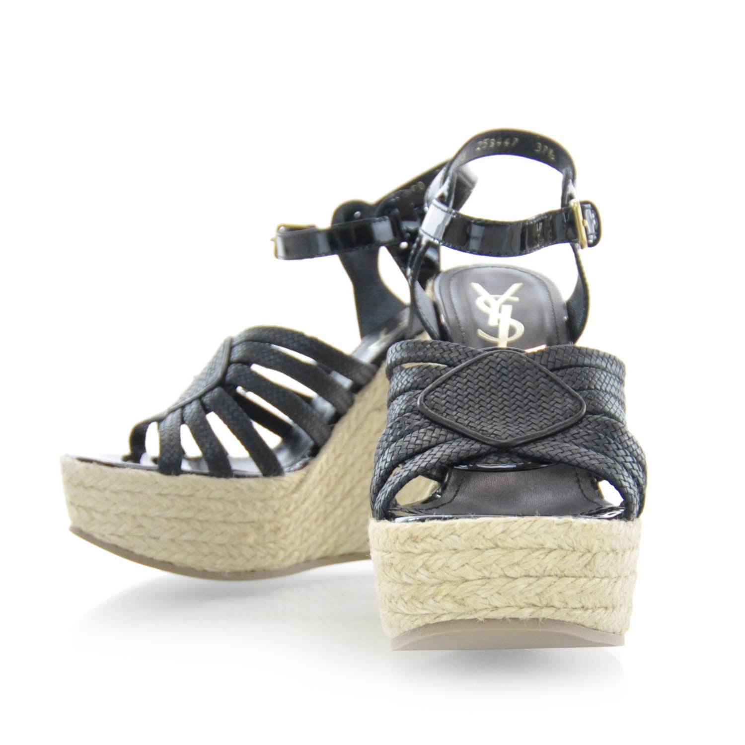 Saint Laurent Agadir 90 Espadrille Sandals 37.5 Black 1 of 6