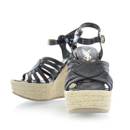Saint Laurent Agadir 90 Espadrille Sandals 37.5 Black 1 of 6