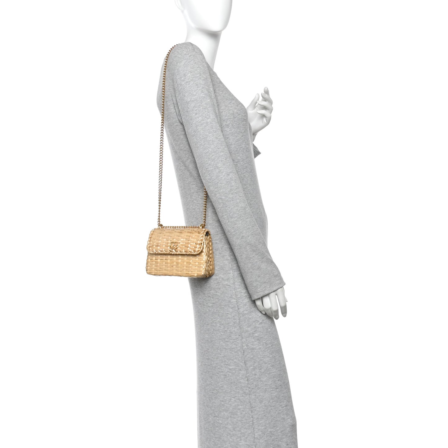 Glazed Wicker Mini Cestino Shoulder Bag Natural