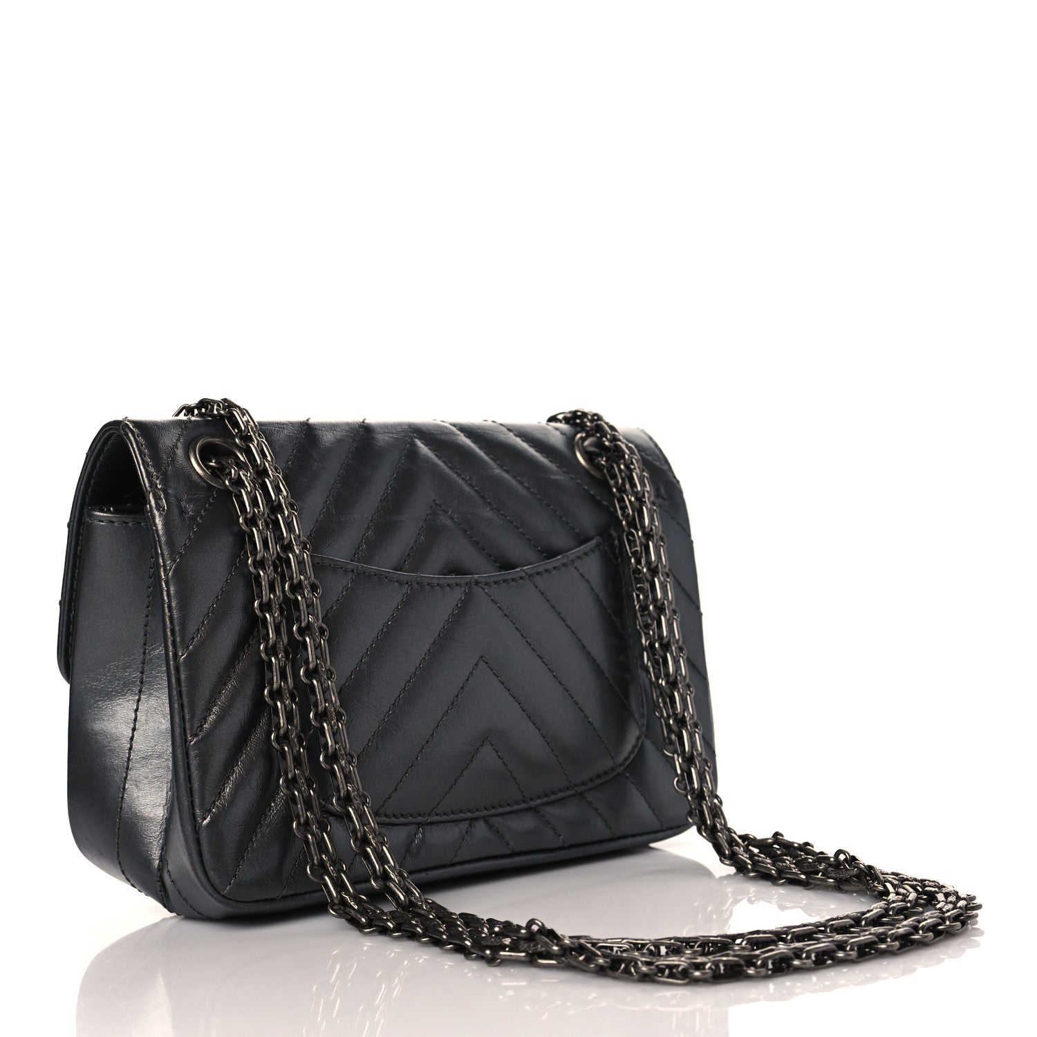 Chanel Metallic Aged Calfskin Chevron Quilted 2.55 Reissue Mini Flap Grey 3 of 11