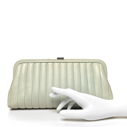 Chanel Lambskin Vertical Quilted Mademoiselle Clutch Light Green 2 of 12