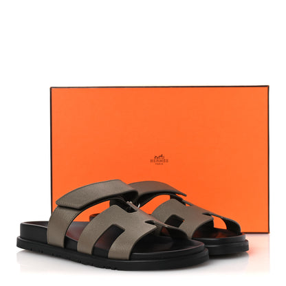 Hermes Epsom Womens Chypre Sandals 38 Etoupe 11 of 11