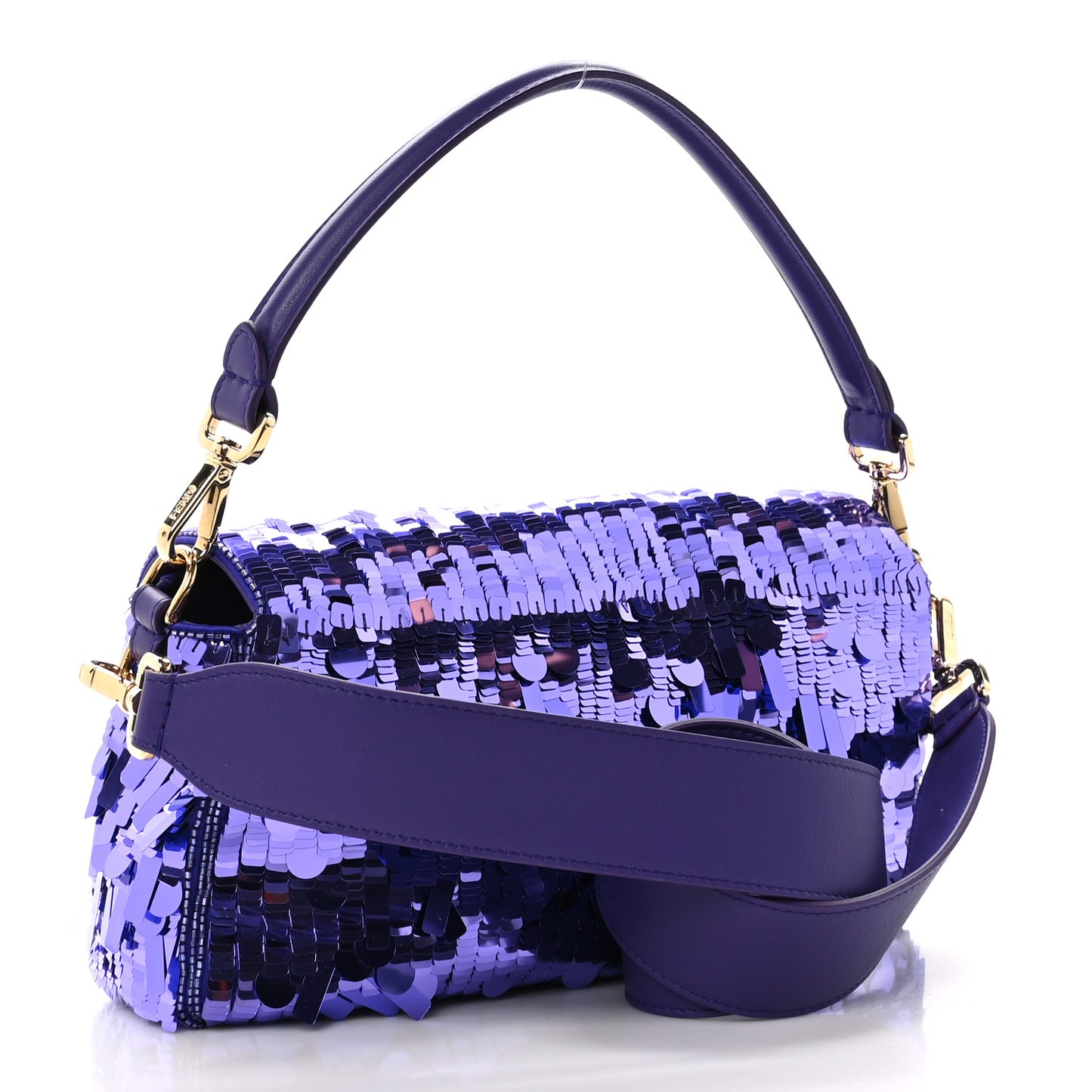 Sequin Paillettes Shiny Nappa Sex and the City Baguette Viola Purple Rain