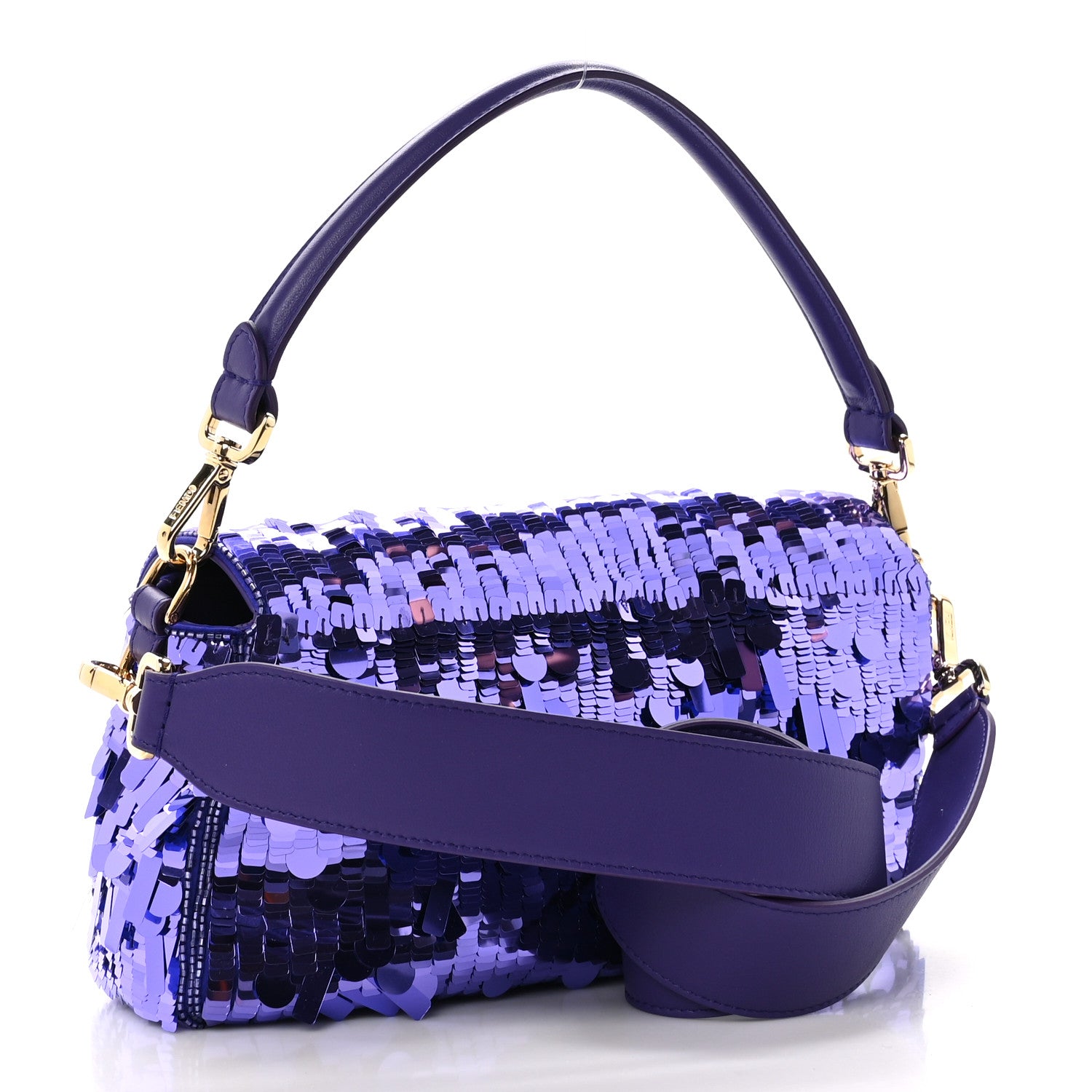 Fendi Sequin Paillettes Shiny Nappa Sex and the City Baguette Viola Purple Rain 3 of 11