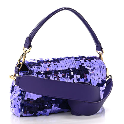 Fendi Sequin Paillettes Shiny Nappa Sex and the City Baguette Viola Purple Rain 3 of 11