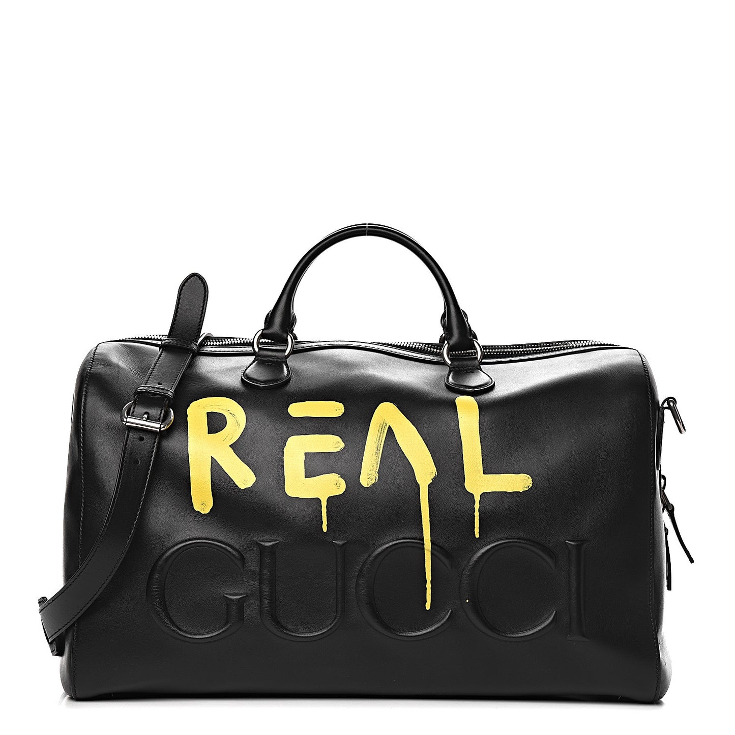 Calfskin GucciGhost Real Duffle Black Yellow