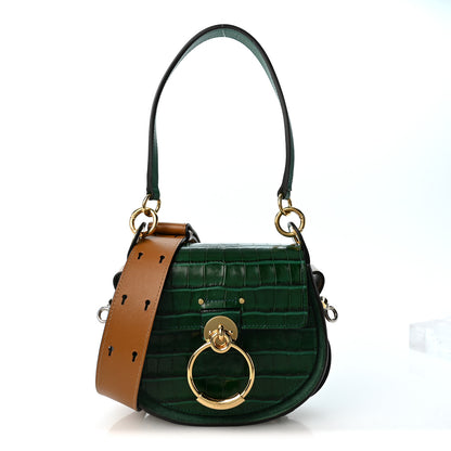 Chloe Calfskin Crocodile Embossed Small Tess Bag Woodsy Green 1 of 9