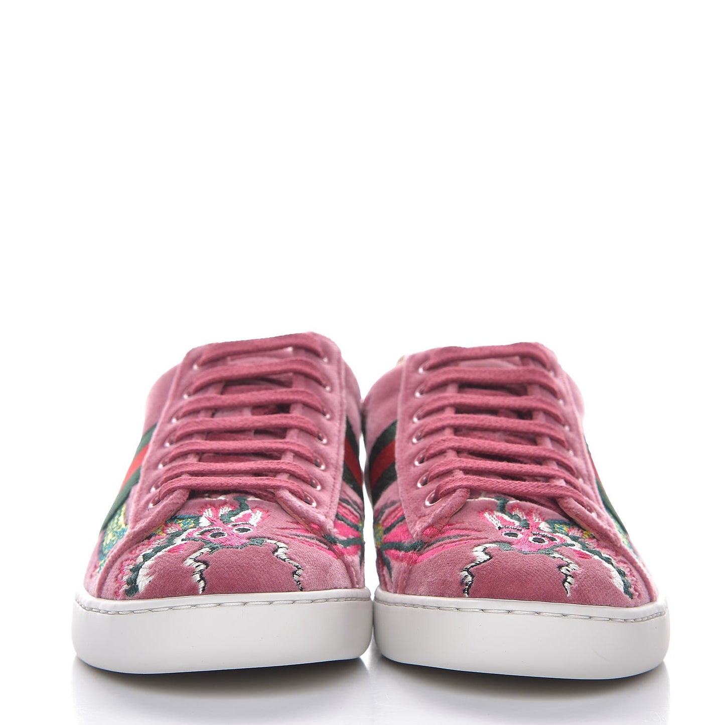 Velvet Nappa Web Dragon Embroidered Womens Ace Sneakers 36 Tibet Red