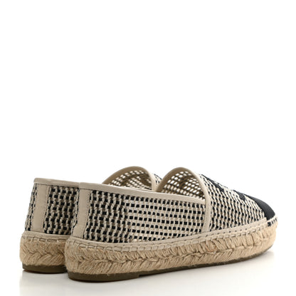 Chanel Mesh Grosgrain CC Espadrilles 37 Beige Black 4 of 10