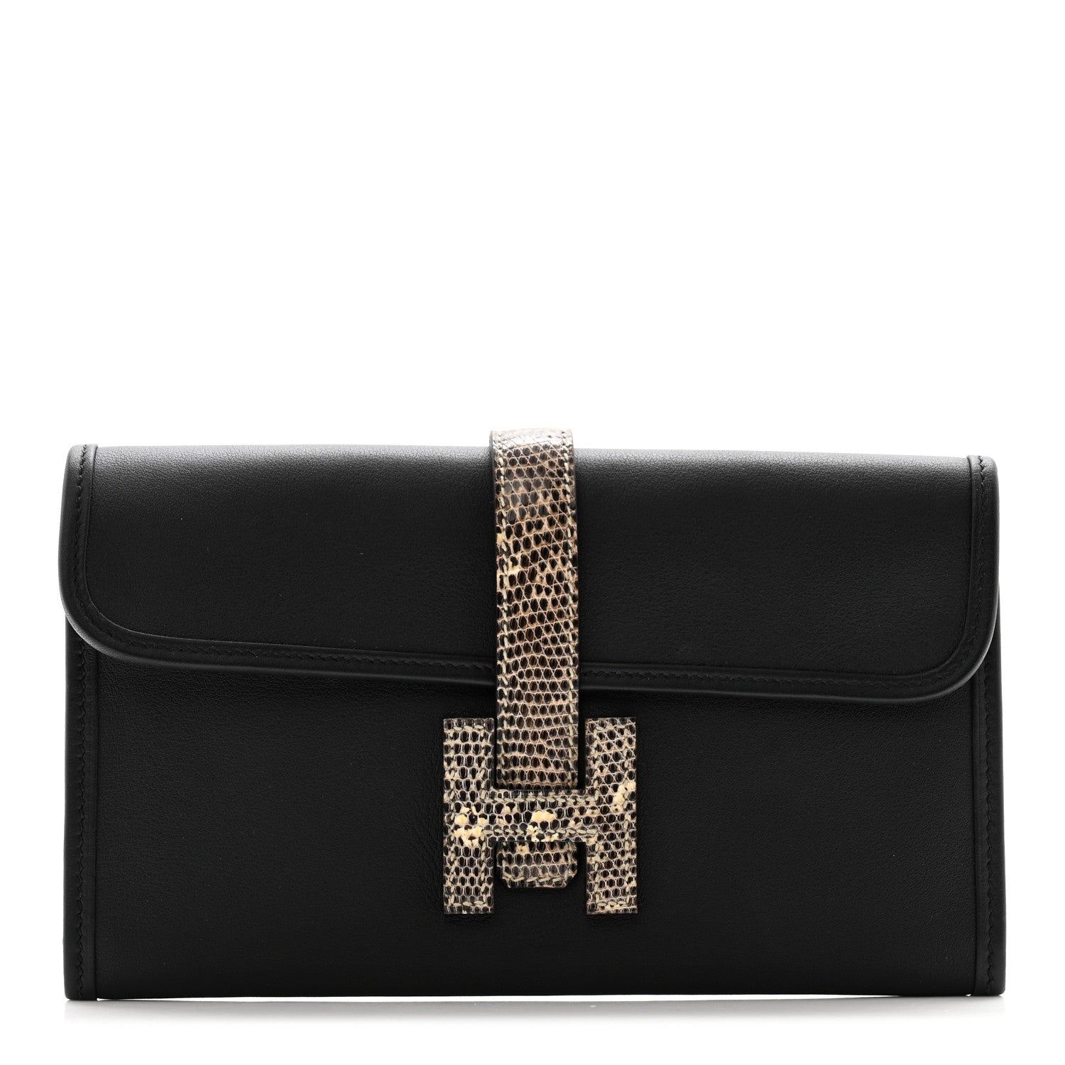 Hermes Swift Lizard Jige Touch Duo Clutch Black Ombre 1 of 8