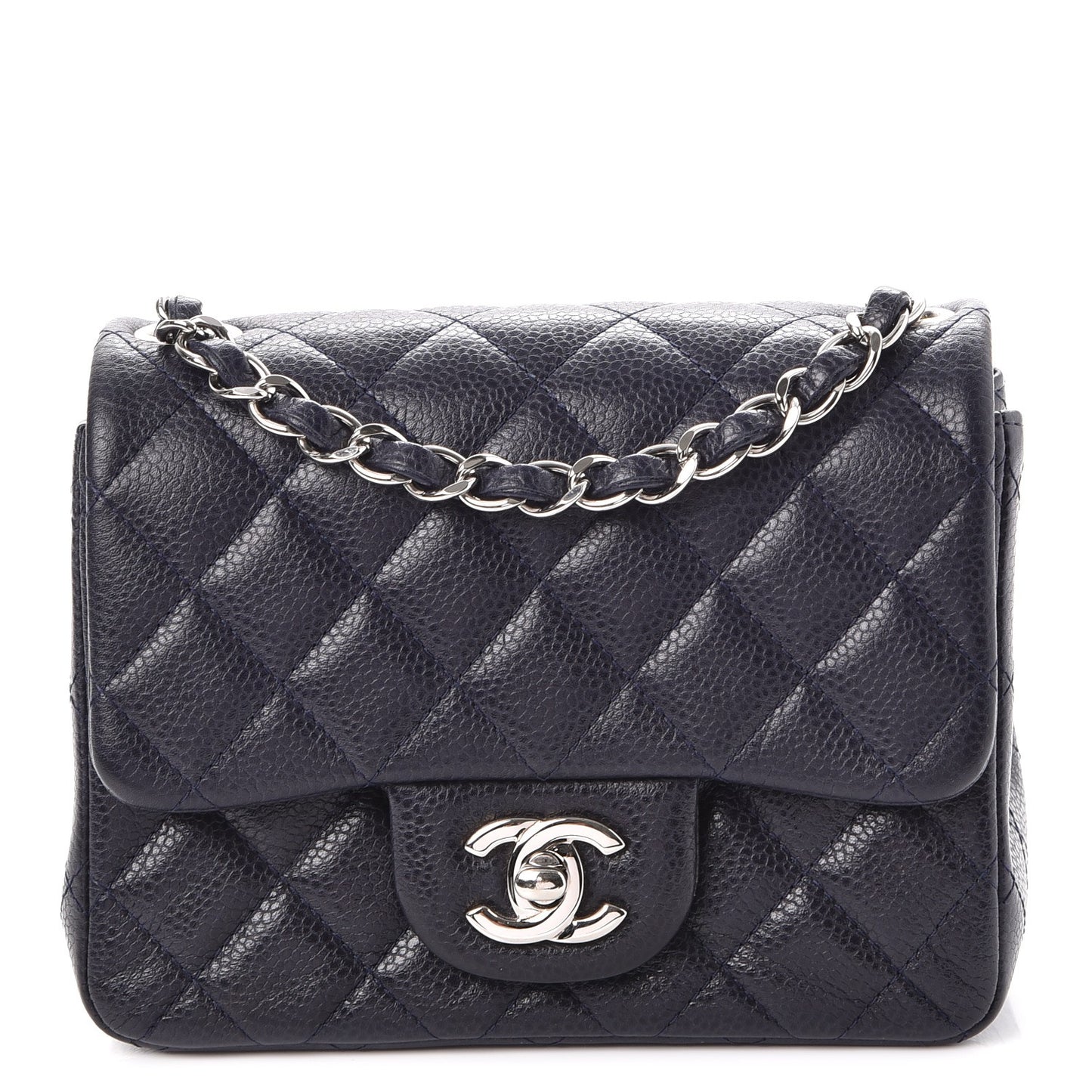 Caviar Quilted Mini Square Flap Navy