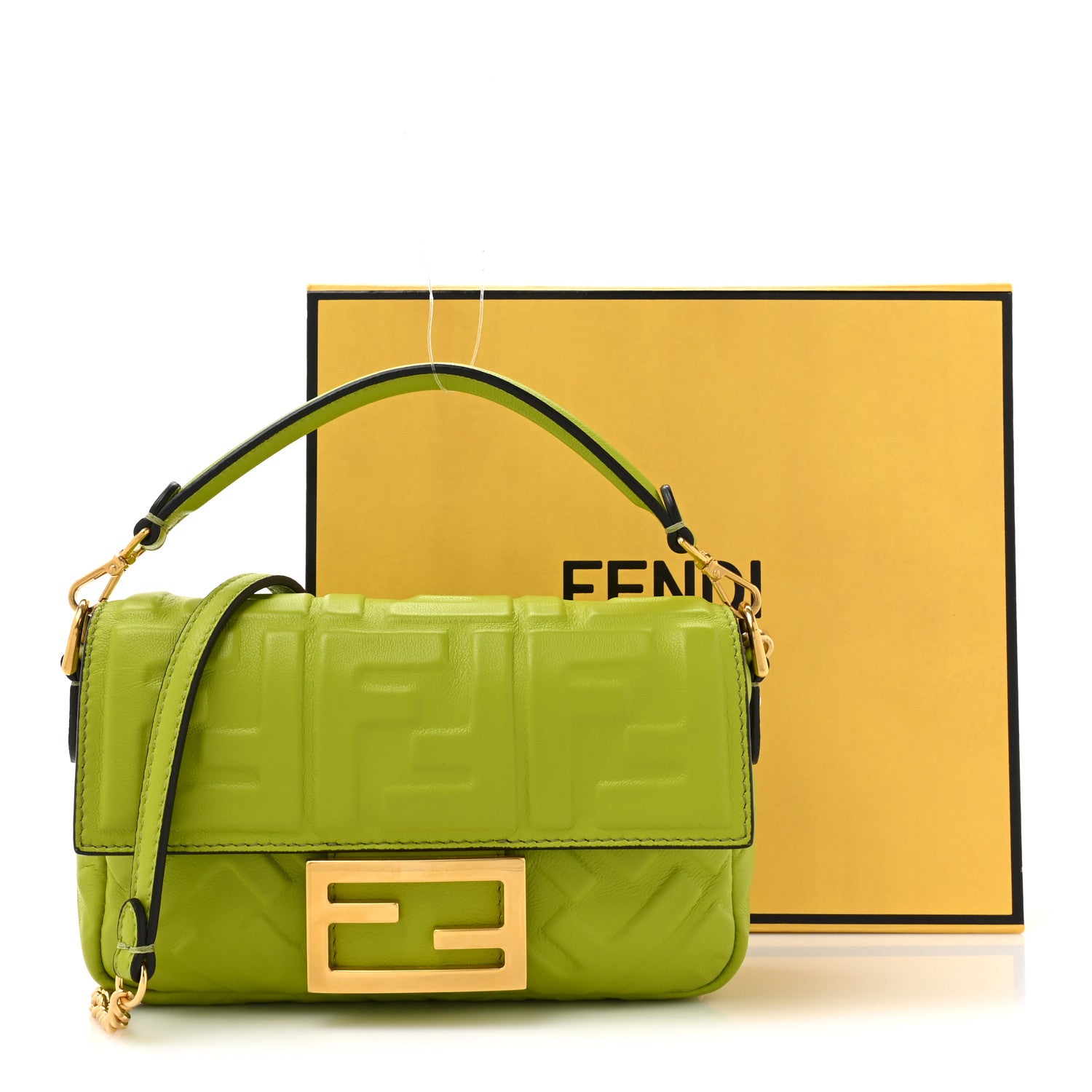 Fendi Nappa FF 1974 Embossed Mini Baguette Wasabi 12 of 12