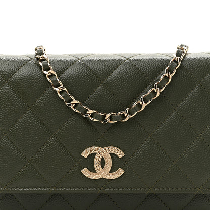 Chanel Caviar Quilted Multi Chain Wallet On Chain WOC Khaki 9 of 11