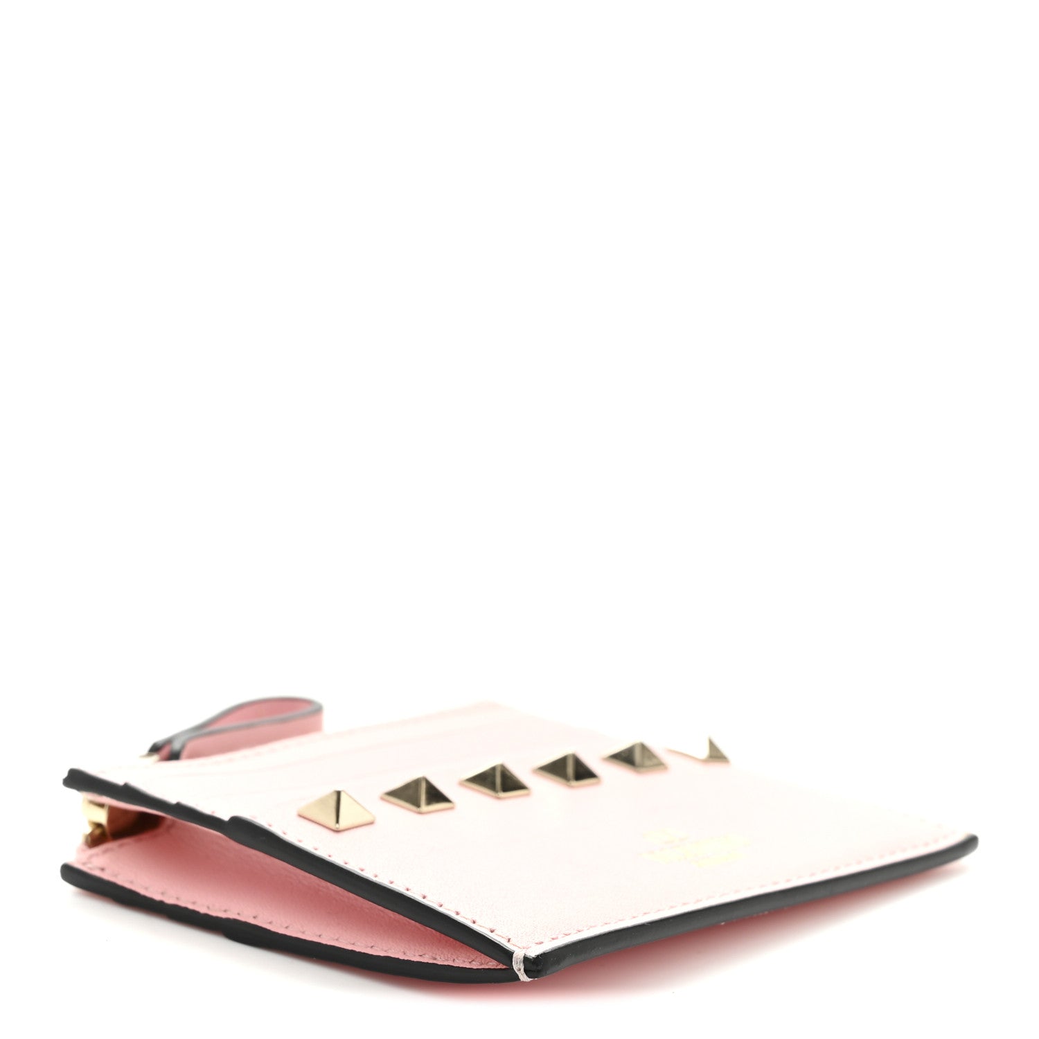 Valentino Garavani Vitello Rockstud Card Holder With Zipper Light Pink 4 of 6