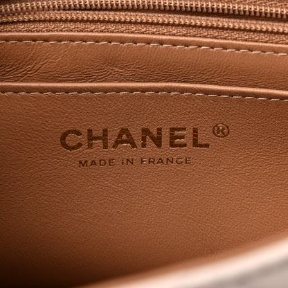 Chanel Lambskin Quilted Bi-Color Mini Top Handle Rectangular Flap Ecru Dark Beige 6 of 10