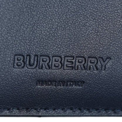 Burberry Smooth Calfskin Embossed Check Bi-Fold Wallet Dark Blue 6 of 8
