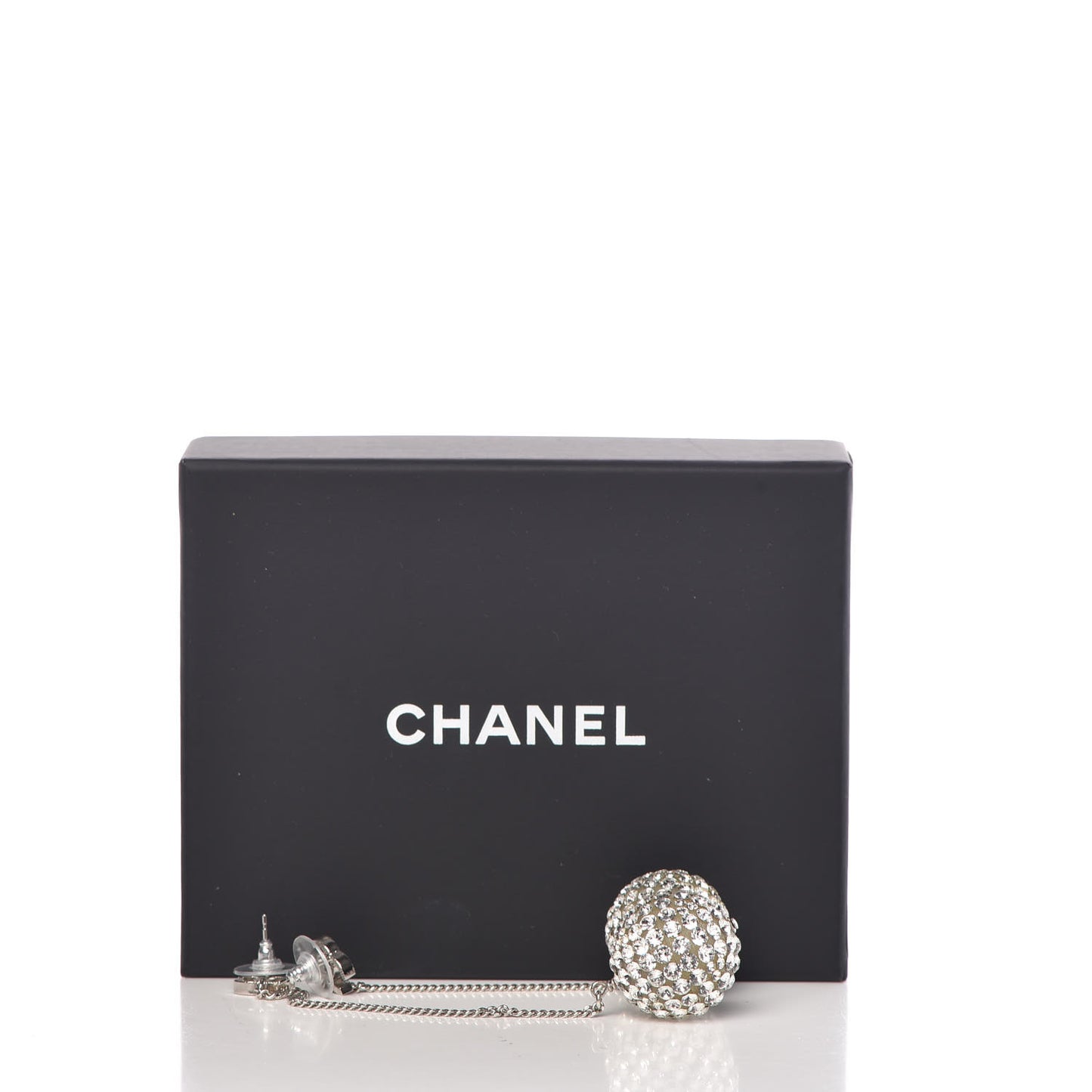 Crystal CC Drop Earrings Silver