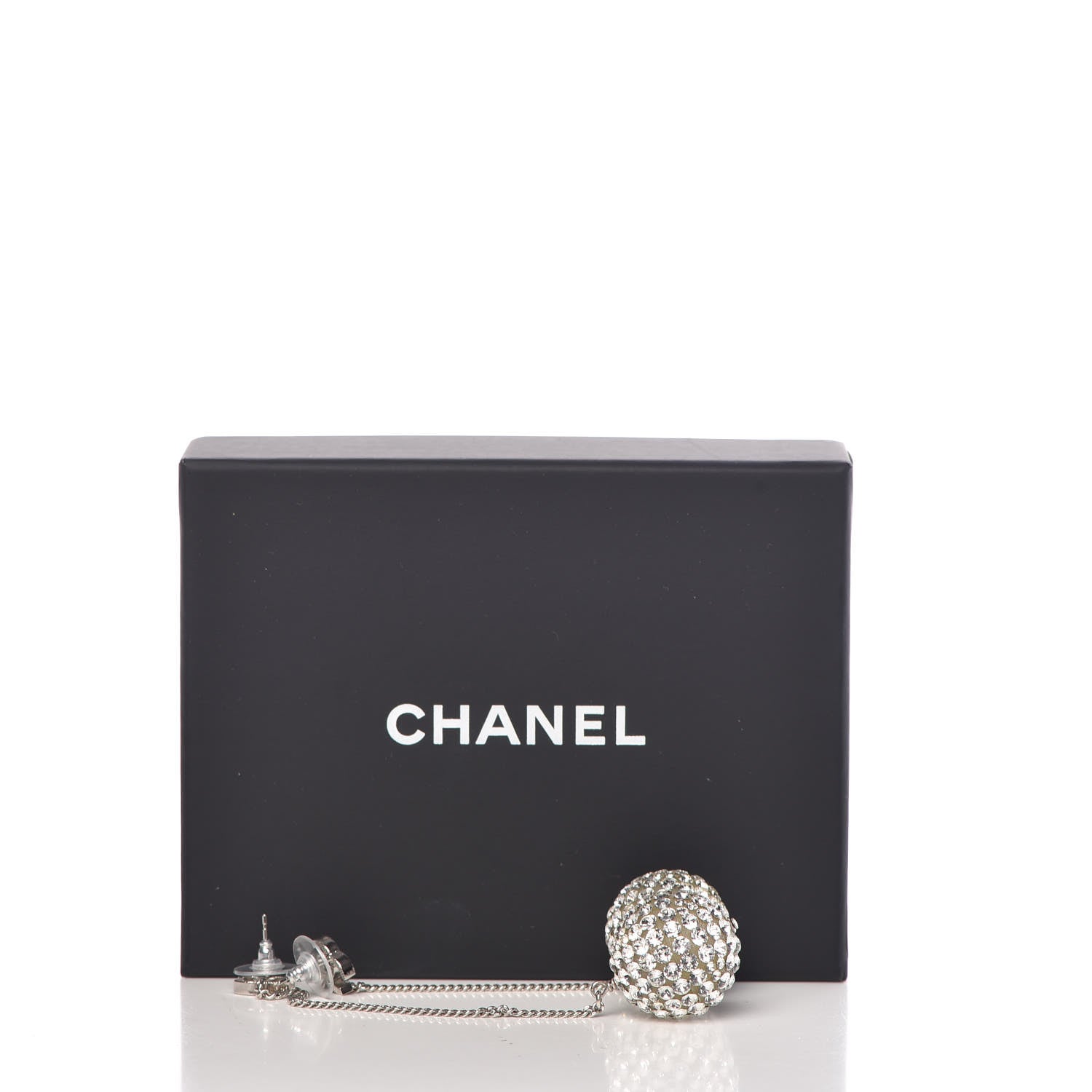 Chanel Crystal CC Drop Earrings Silver 5 of 5