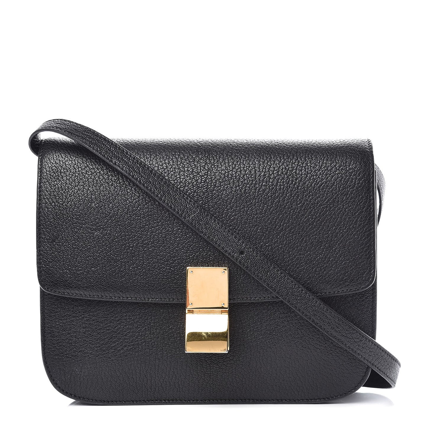 Goatskin Medium Classic Box Flap Bag Black