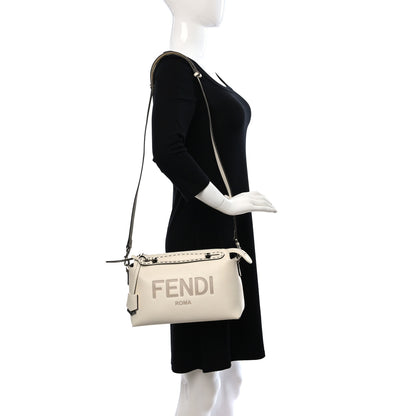 Fendi Vitello King Logo Embossed Medium By The Way Boston Bag White Ice 2 of 8