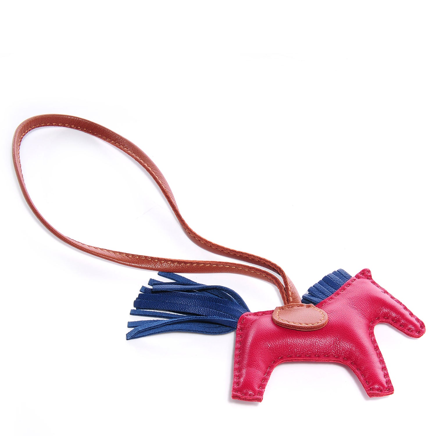 Hermes Milo Lambskin Grigri Rodeo Horse Bag Charm PM Bleu de Malte Rubis Fauve 1 of 5