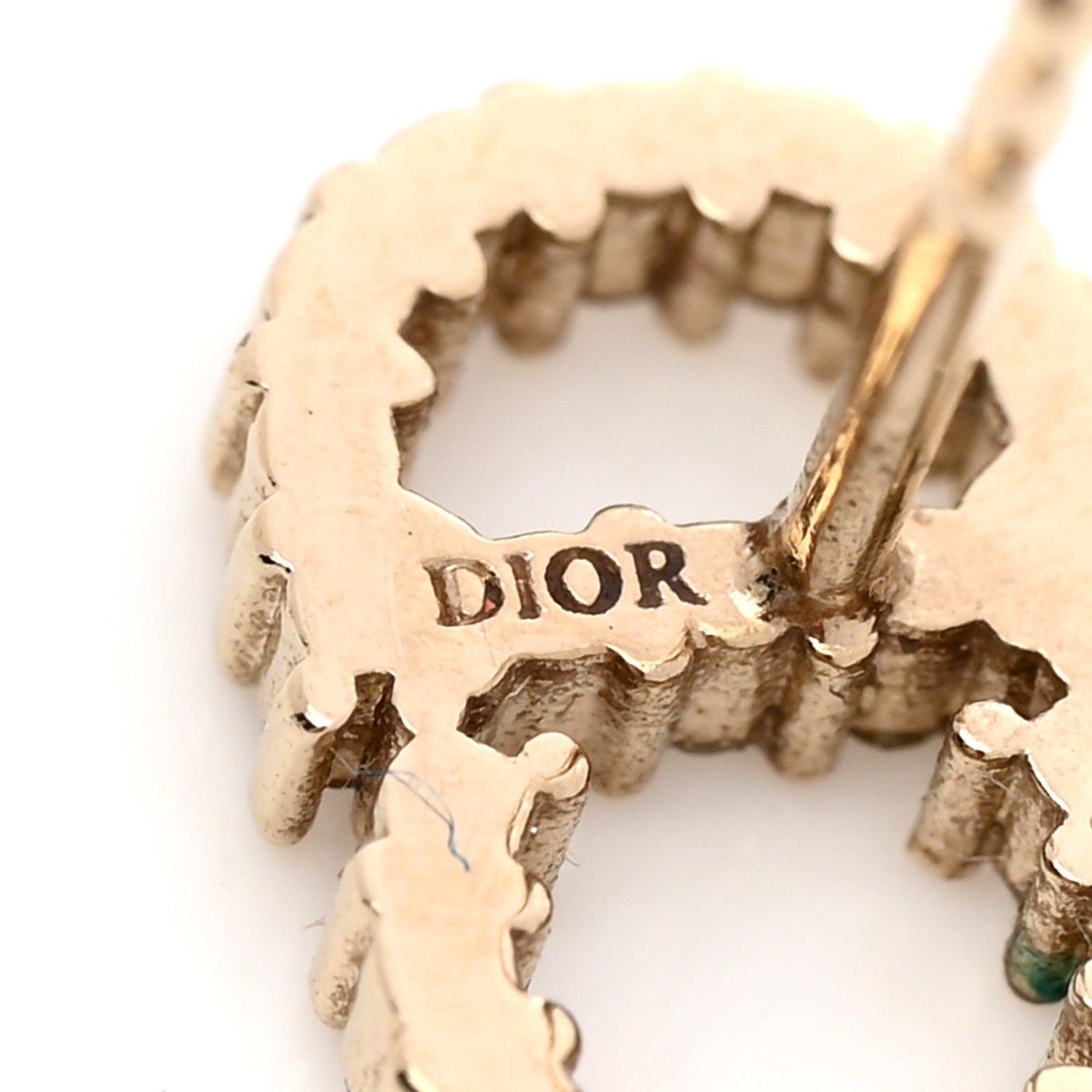 Christian Dior Strass Crystal CD Earrings Gold 4 of 4