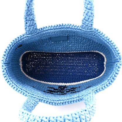 Prada Yarn Raffia Effect Crochet Small Logo Tote Celeste Blue 5 of 11