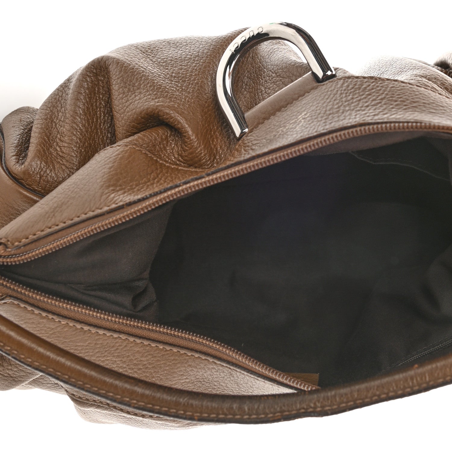 Gucci Calfskin Large D Gold Ring Shoulder Bag Brown 5 of 13