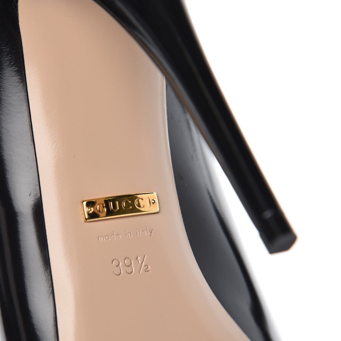 Polished Calfskin Removable Bee Elaisa Platform High Heel Pumps 39.5 Black