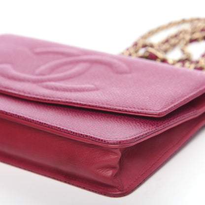 Chanel Caviar Timeless CC Wallet On Chain WOC Dark Fuchsia 10 of 12