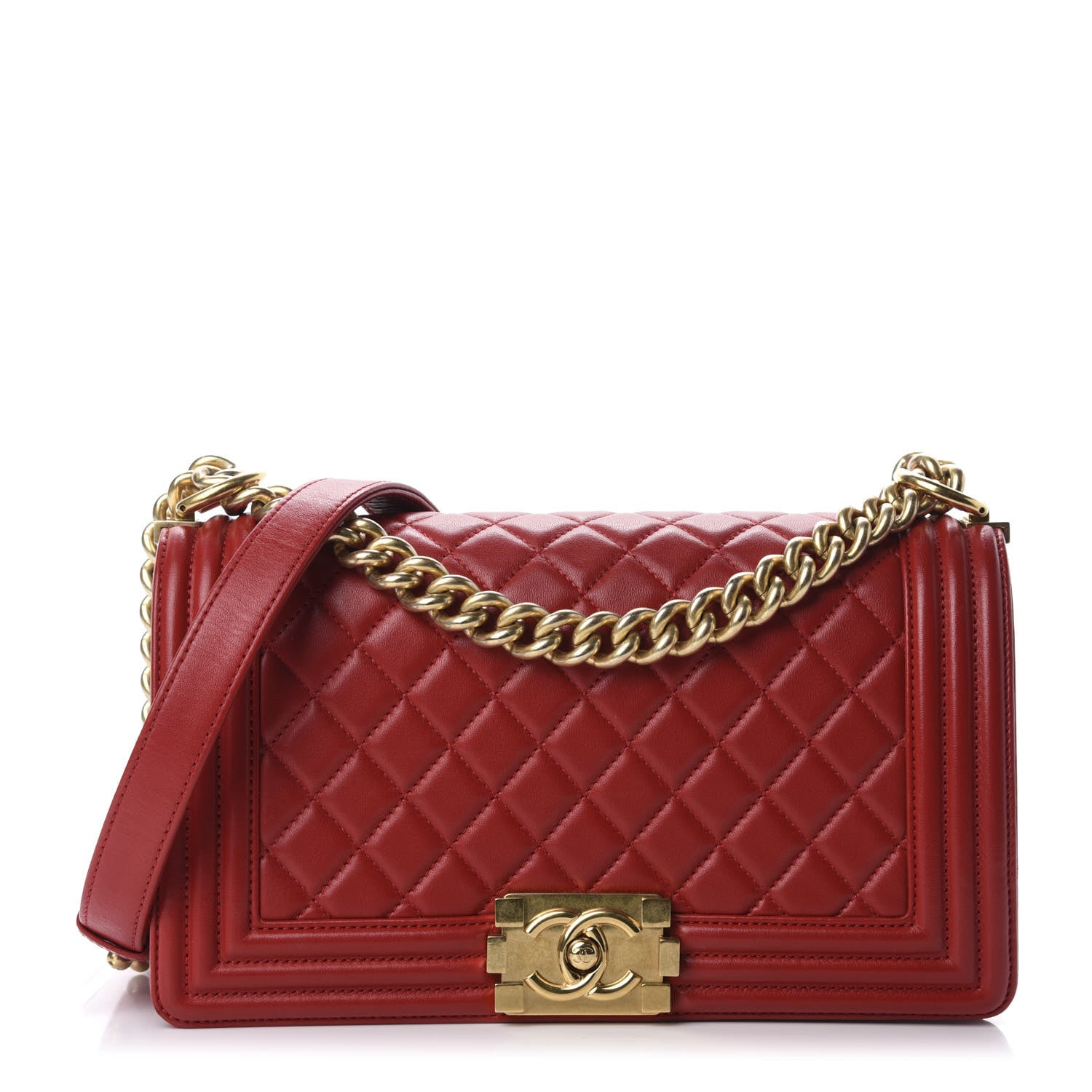 Chanel Lambskin Quilted Medium Boy Flap Red 1 of 13