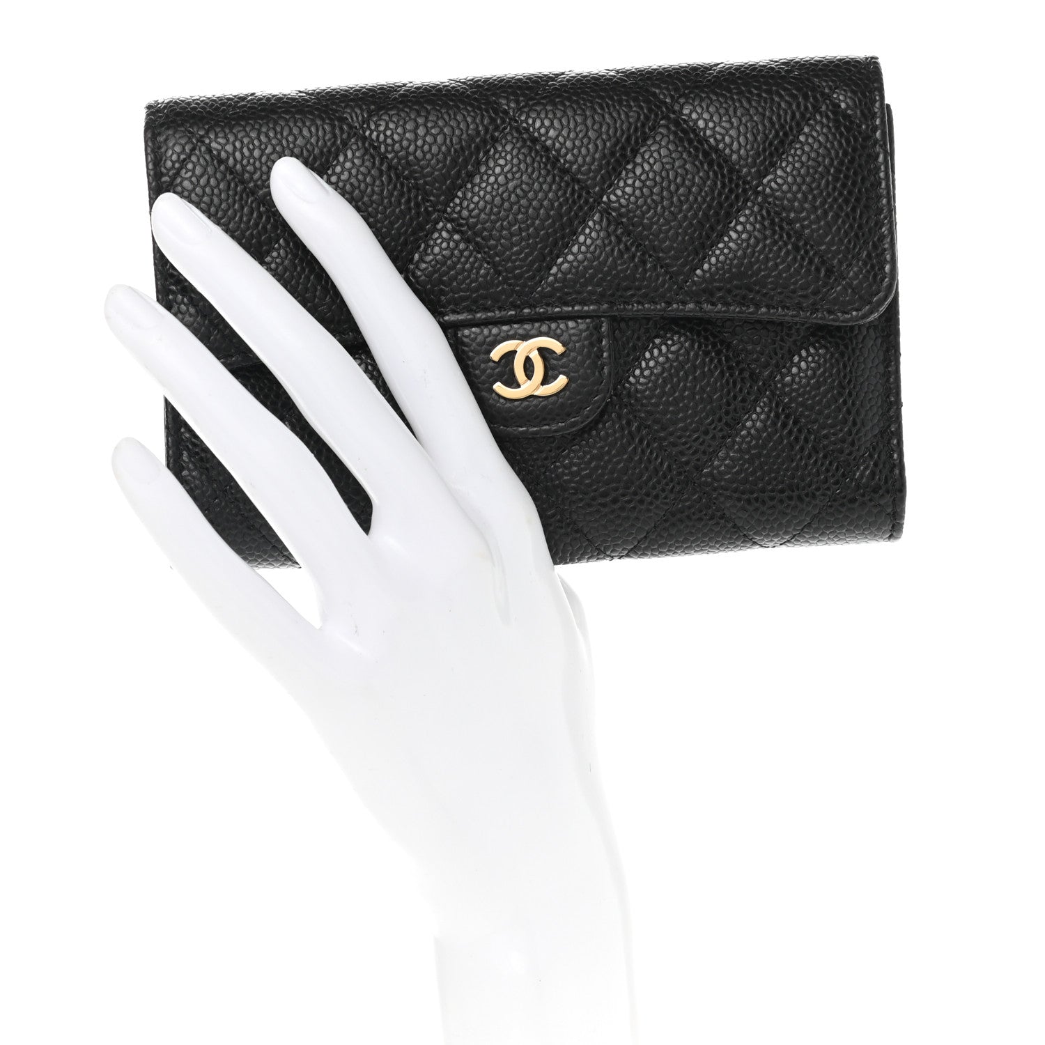 Chanel Caviar Quilted Medium Flap Wallet Black 2 of 9