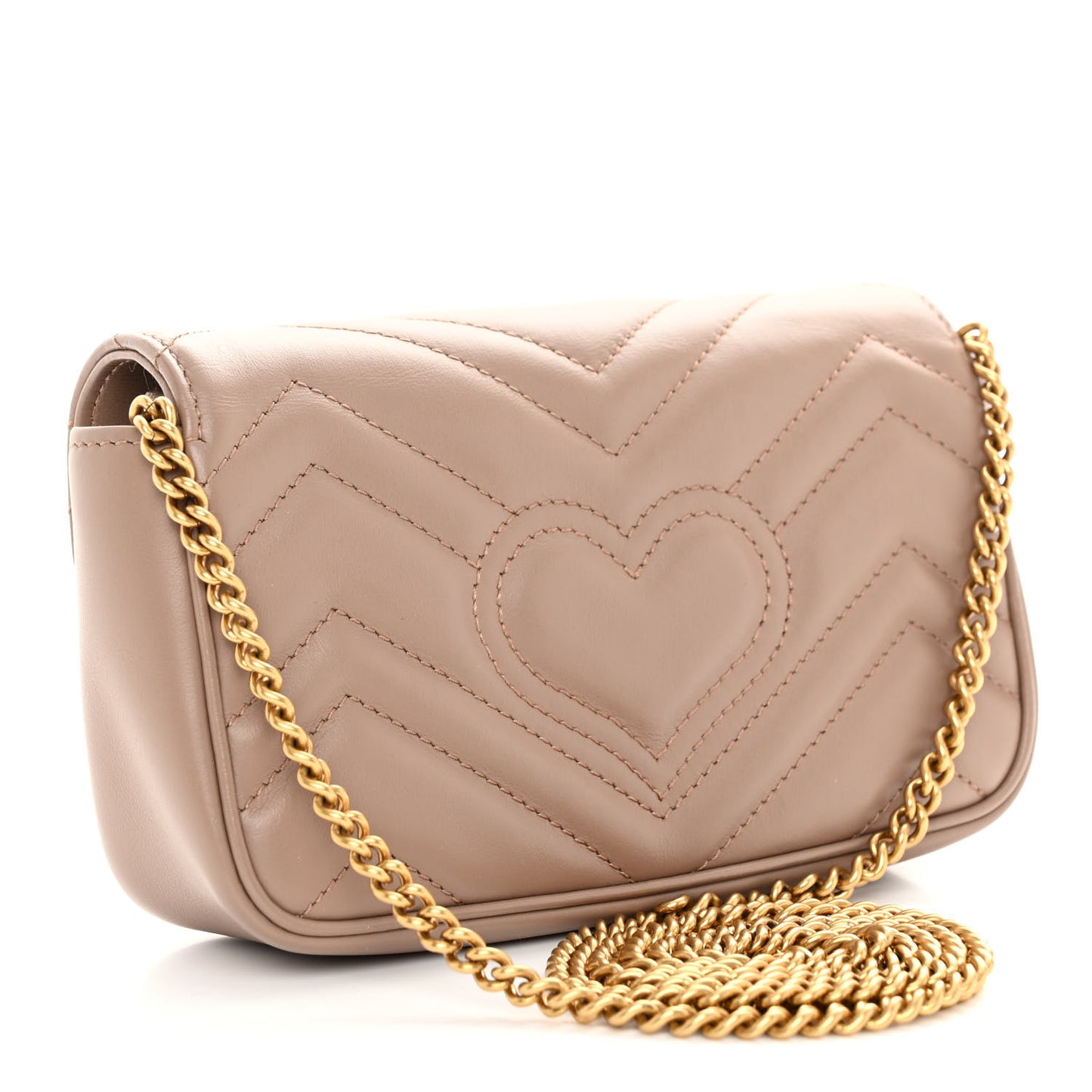 Calfskin Matelasse Super Mini GG Marmont Shoulder Bag Porcelain Rose