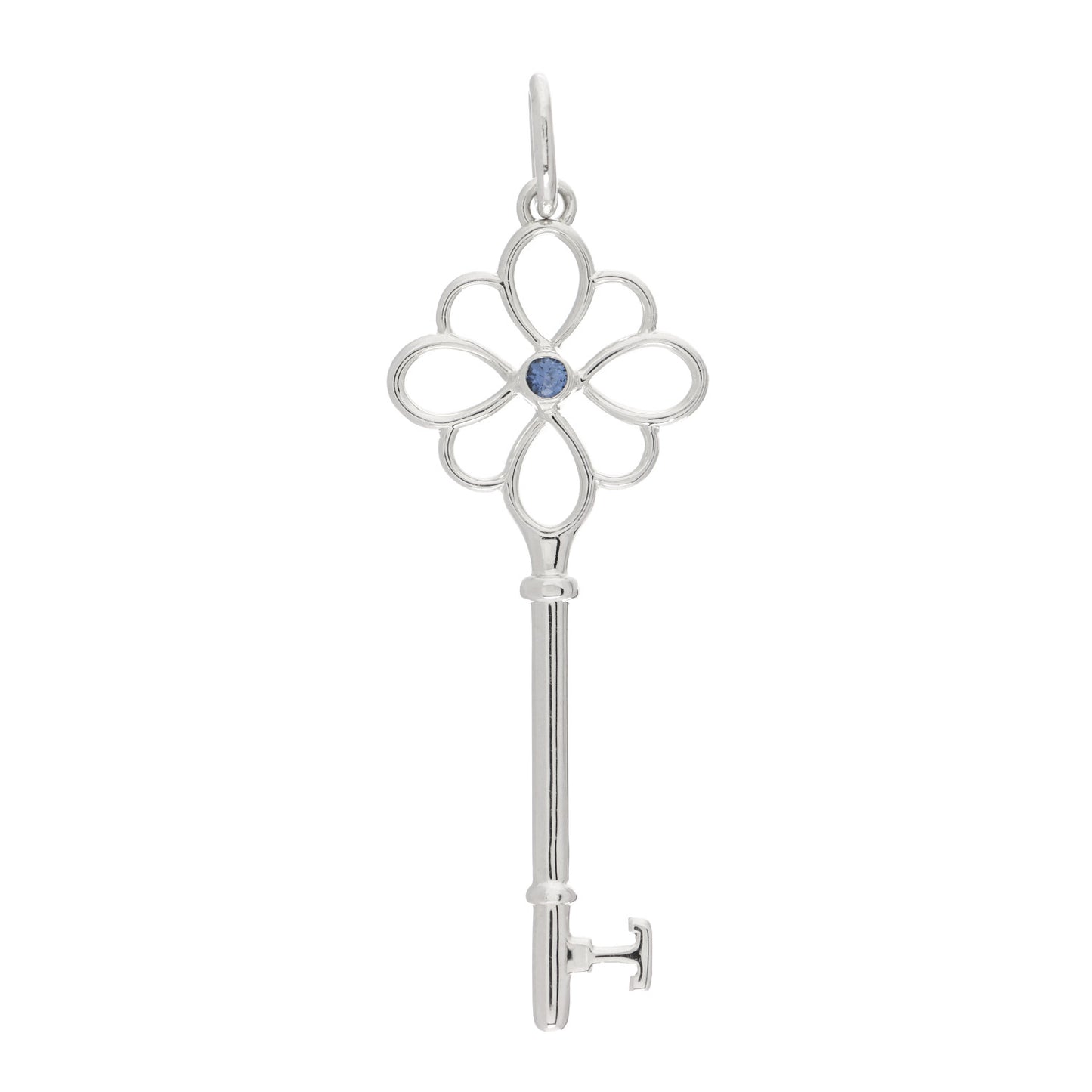 Sterling Silver Sapphire Knot Key Pendant