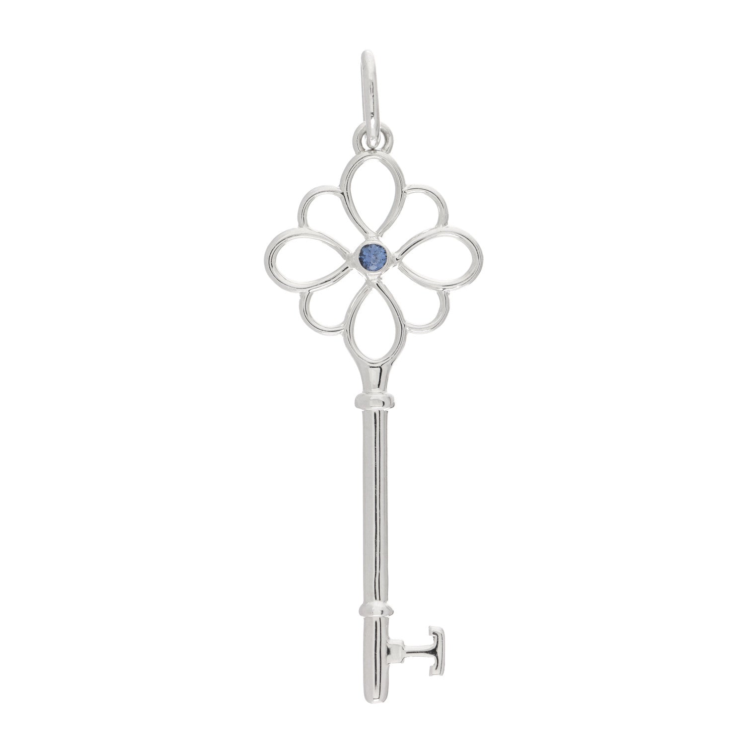 Tiffany Sterling Silver Sapphire Knot Key Pendant 1 of 3