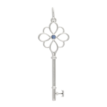 Tiffany Sterling Silver Sapphire Knot Key Pendant 1 of 3
