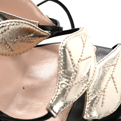 Gucci Calfskin Metallic Leaf Sanndals 36 Black Light Gold 10 of 12